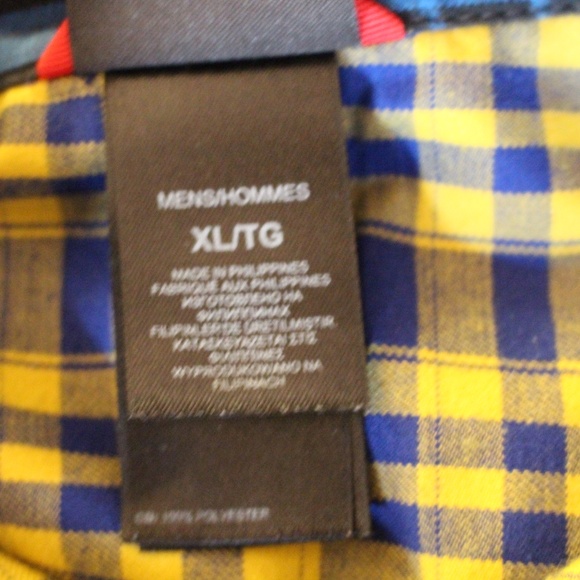 North Face, yellow & Blue plaid flannel snap buttons long sleeve shirt - Picture 7 of 10